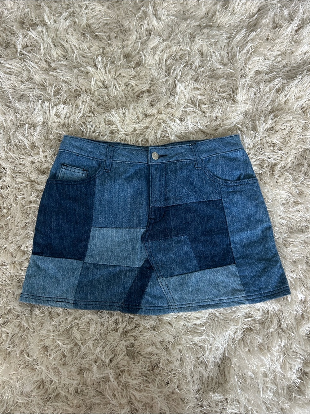 Patchwork Denim Mini Skirt